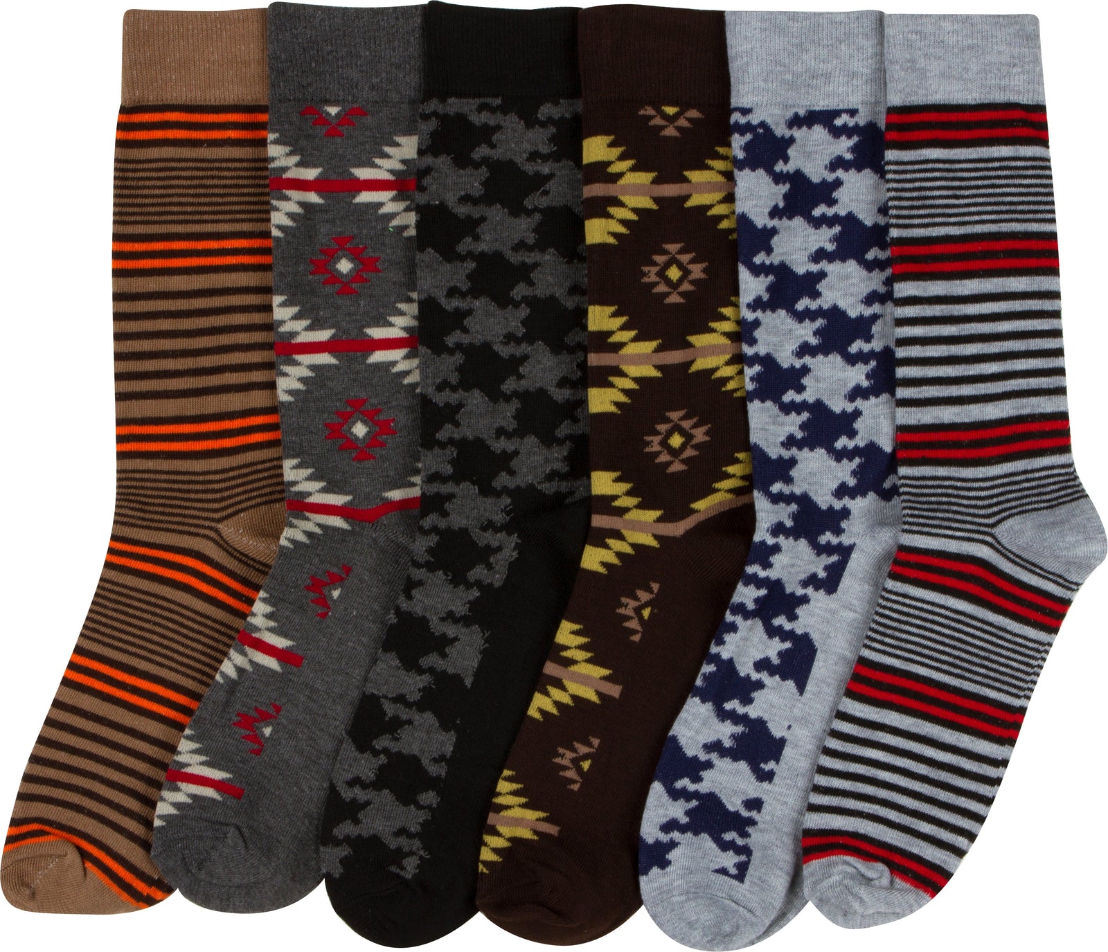Calcetines de vestir Sakkas de corte alto con estampado colorido para hombre (paquete de 6)