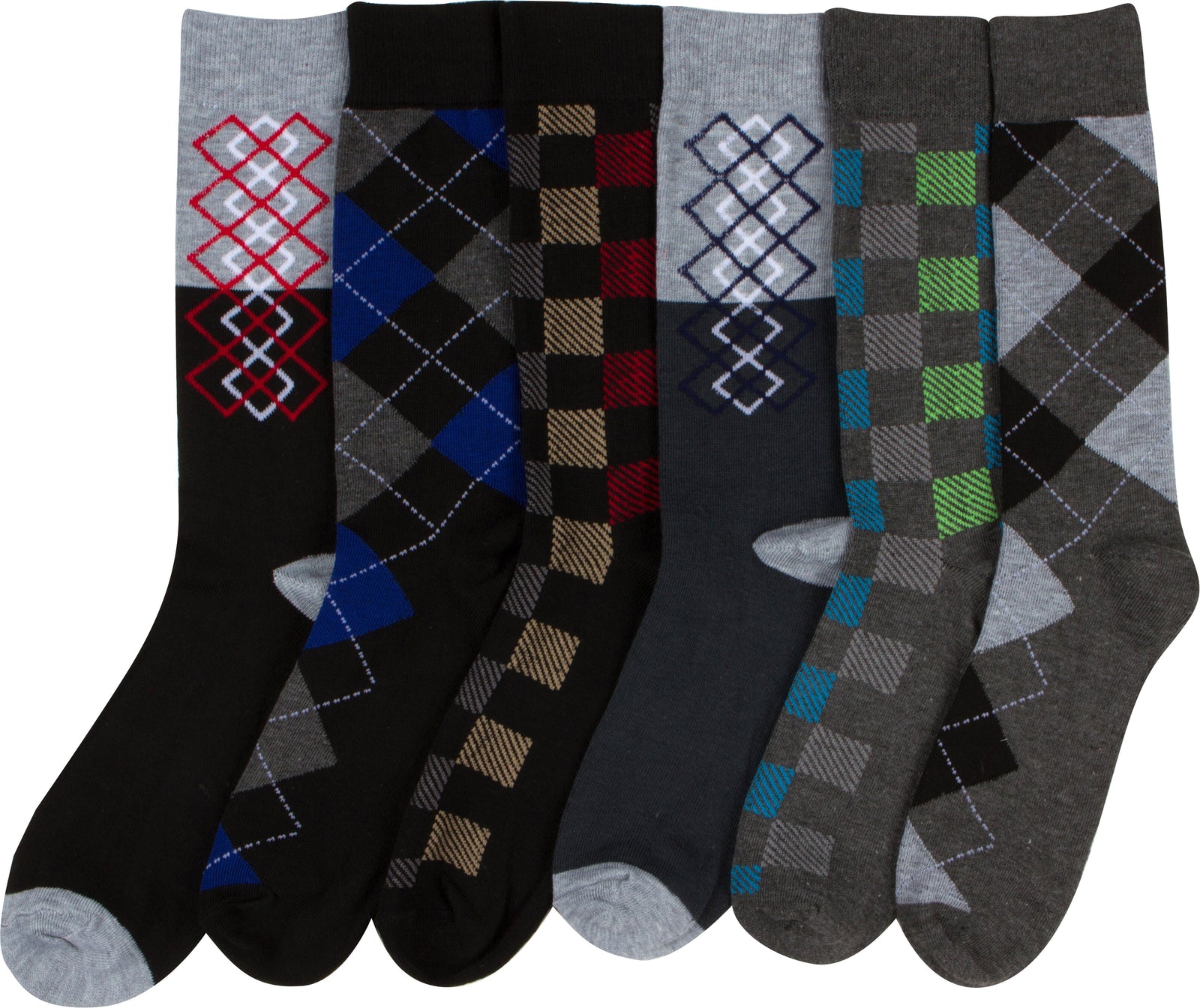 Calcetines de vestir Sakkas de corte alto con estampado colorido para hombre (paquete de 6)
