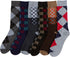 Calcetines de vestir Sakkas de corte alto con estampado colorido para hombre (paquete de 6)