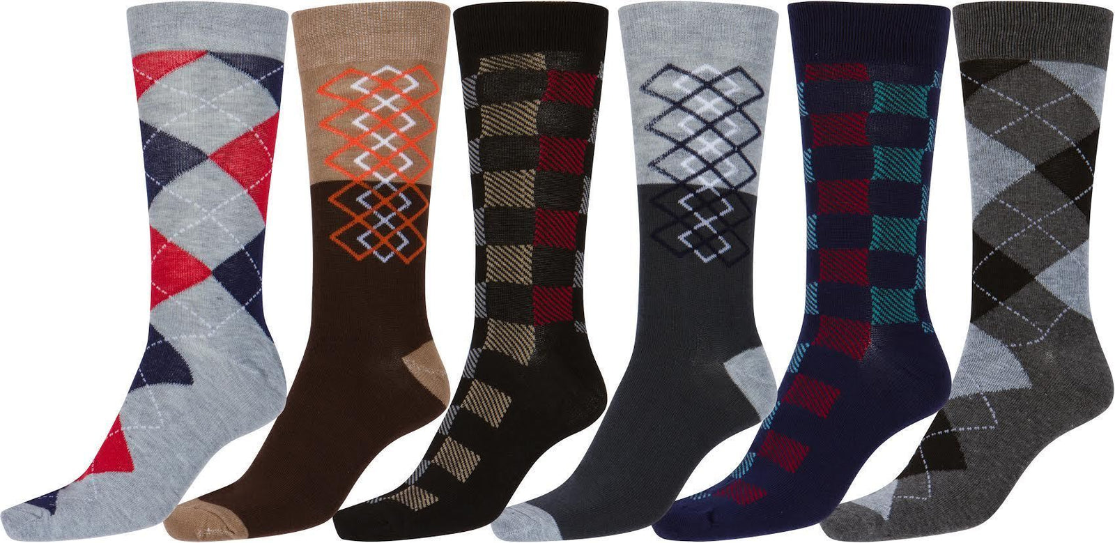 Calcetines de vestir Sakkas de corte alto con estampado colorido para hombre (paquete de 6)