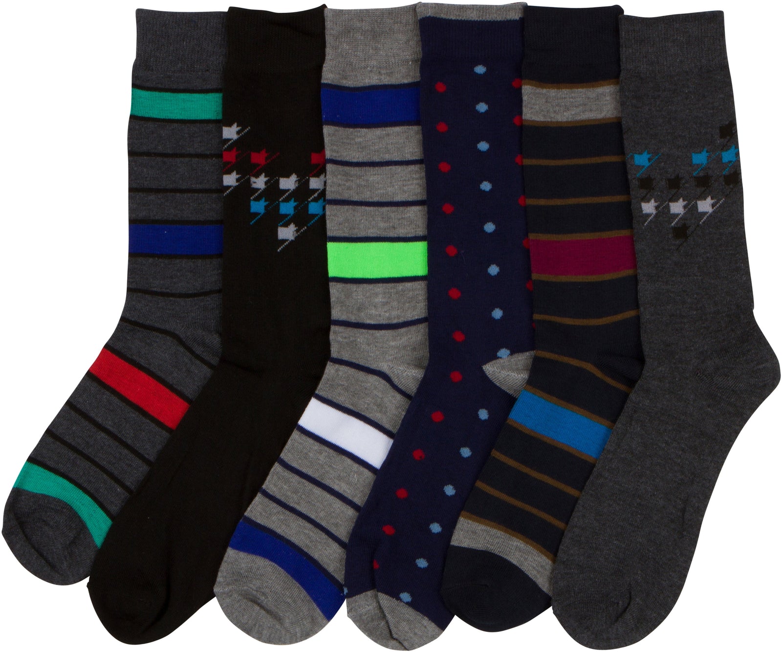 Calcetines de vestir Sakkas de corte alto con estampado colorido para hombre (paquete de 6)