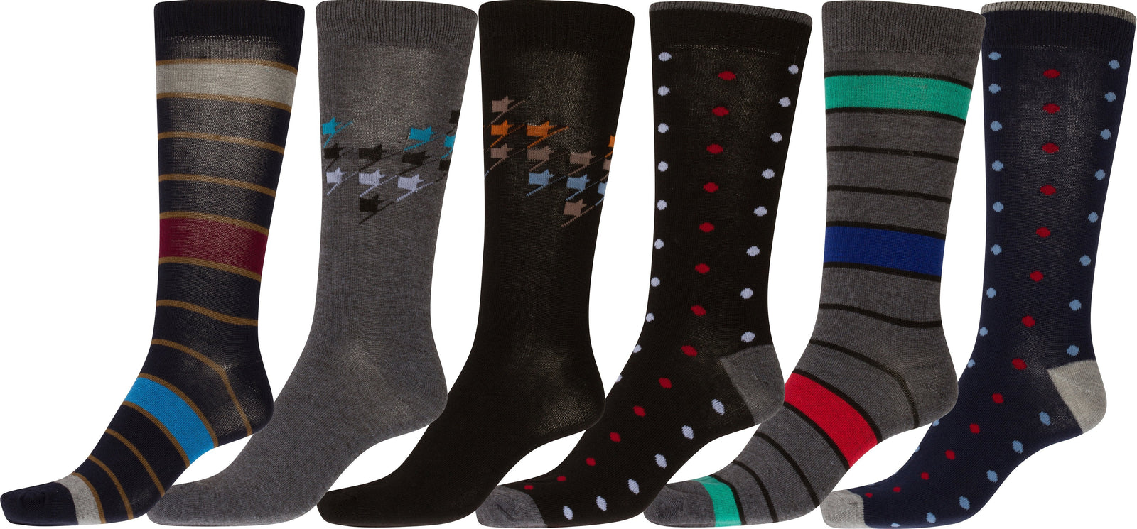 Calcetines de vestir Sakkas de corte alto con estampado colorido para hombre (paquete de 6)