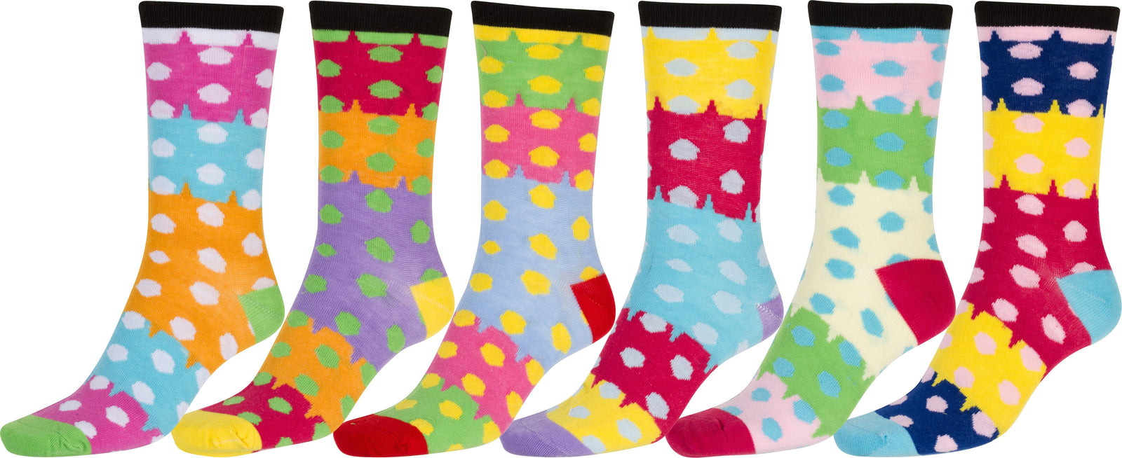 Sakkas Women's Fun Colorful Design Poly Blend Crew Socks Assorted 6-Pack