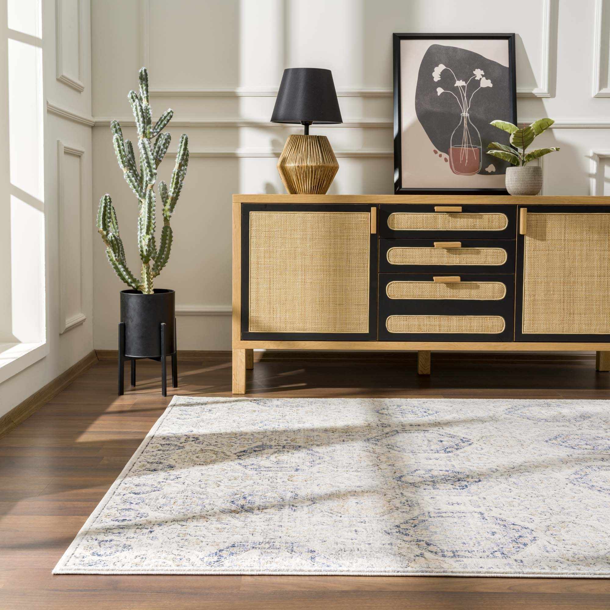Alfombra Parkerfield en tonos crema y azul