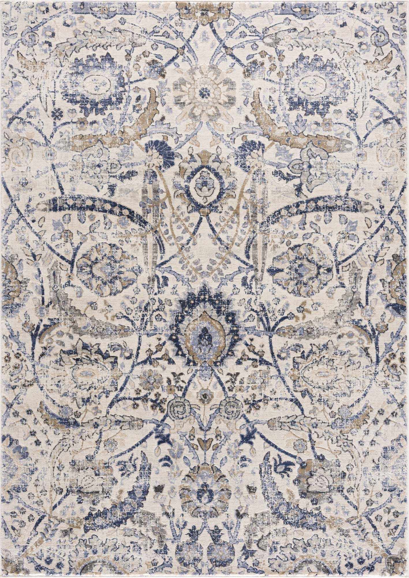 Alfombra Oushak azul y beige georgiana