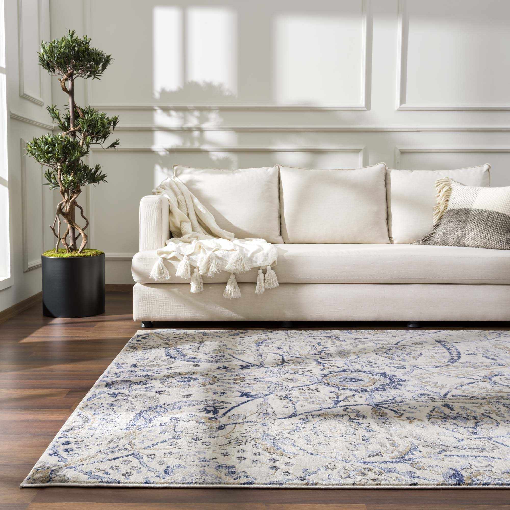 Alfombra Oushak azul y beige georgiana