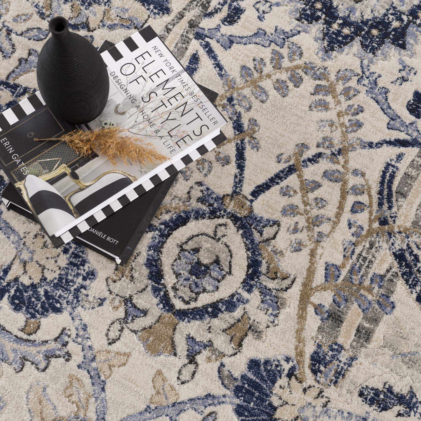 Alfombra Oushak azul y beige georgiana