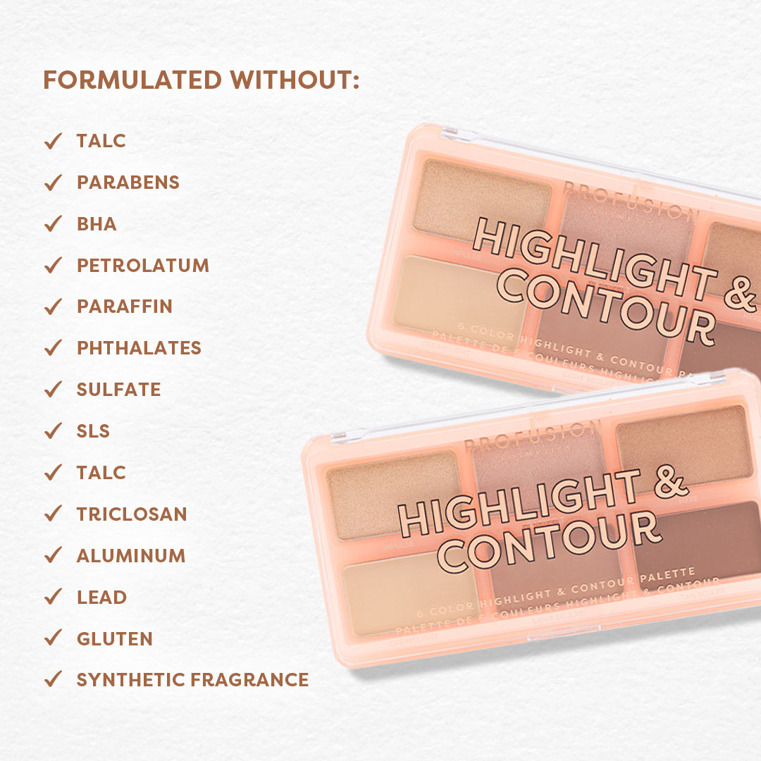 Paleta de 6 tonos para iluminar y contornear rostro