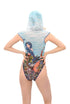 Mermaids One-piece Sleeveless Swimsuit with Hood & Lace
