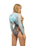 Mermaids One-piece Swimsuit with Sleeves, Hood & Lace