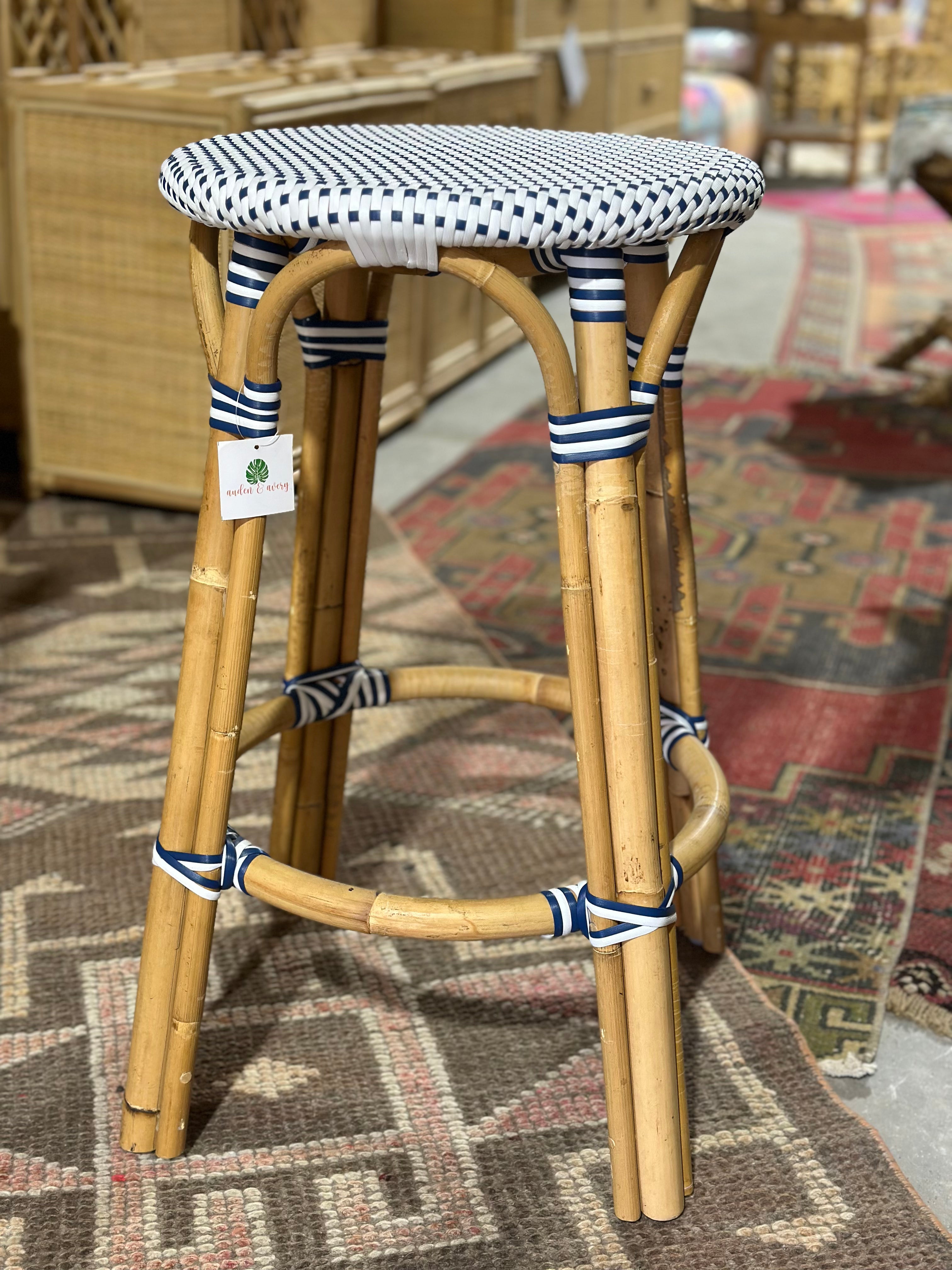 Vale Backless Counter Height Bar Stool - Blue/White