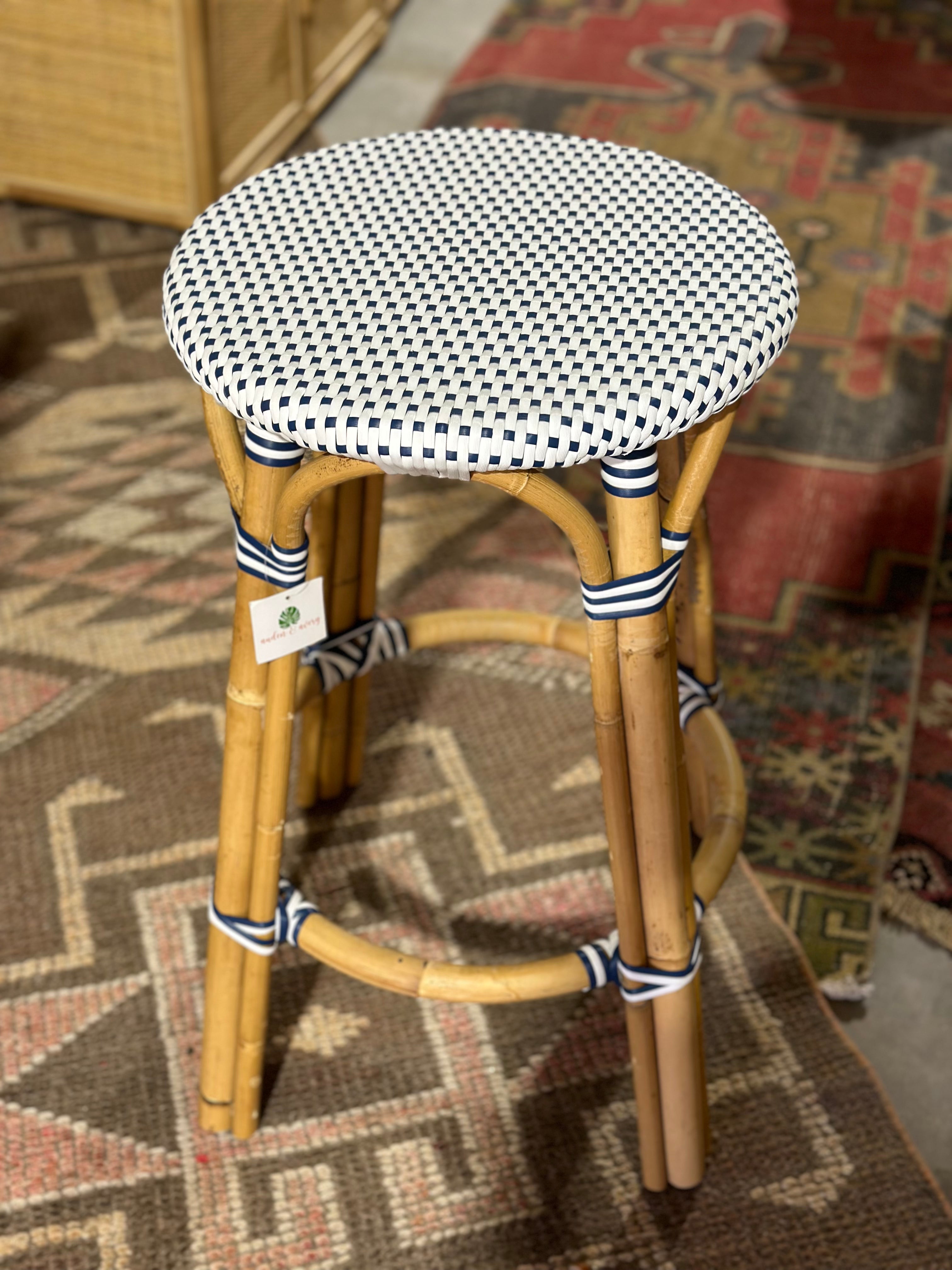 Vale Backless Counter Height Bar Stool - Blue/White