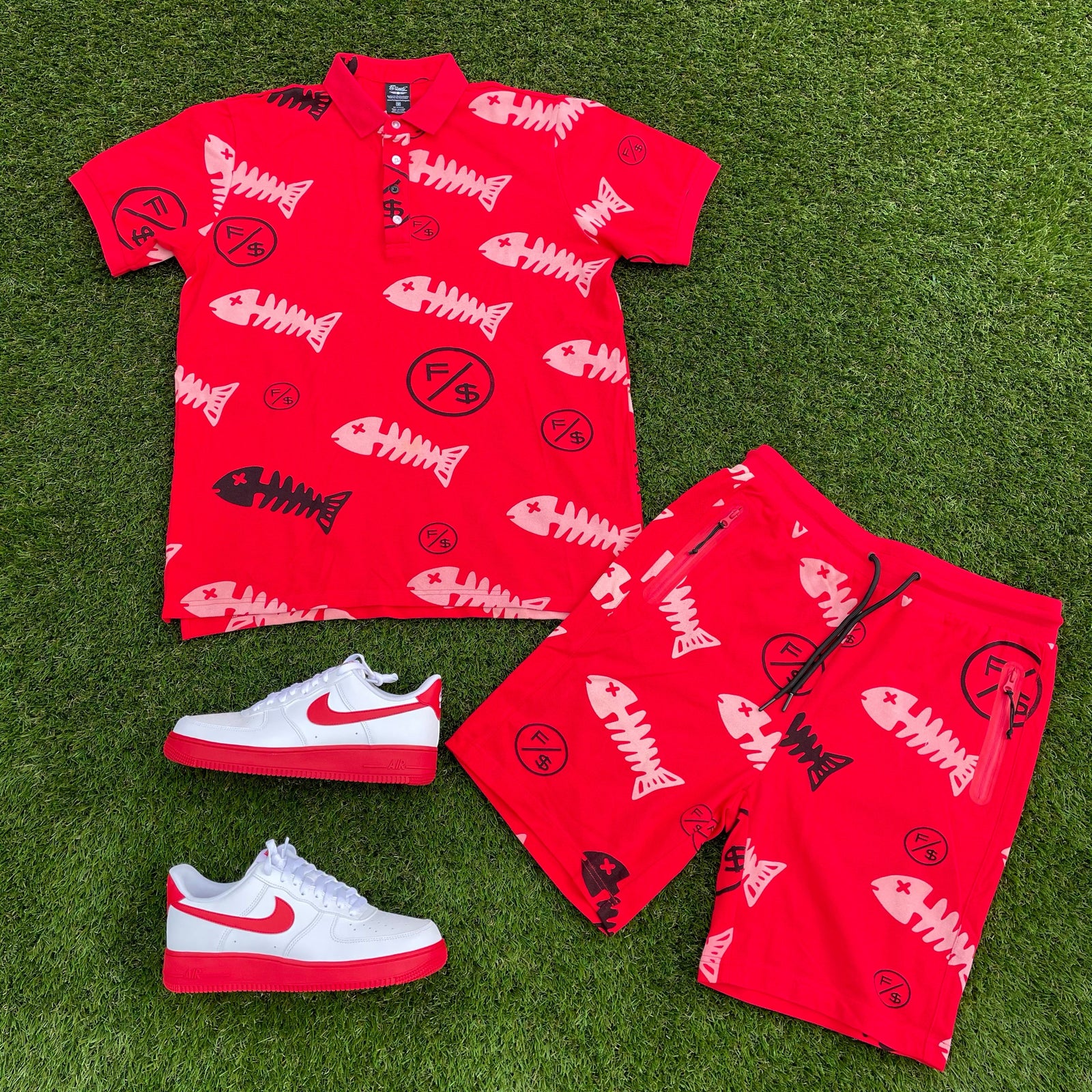 Fishscale Polo (Red) T Shirts