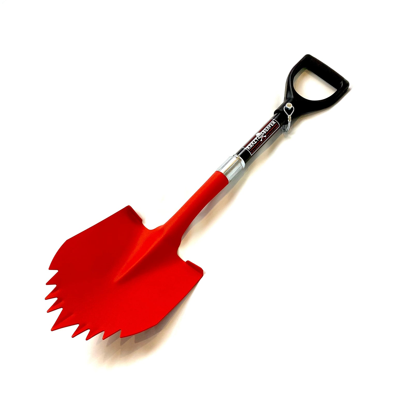 Pala corta Krazy Beaver para ATV/UTV (cabeza roja texturizada/mango negro) 