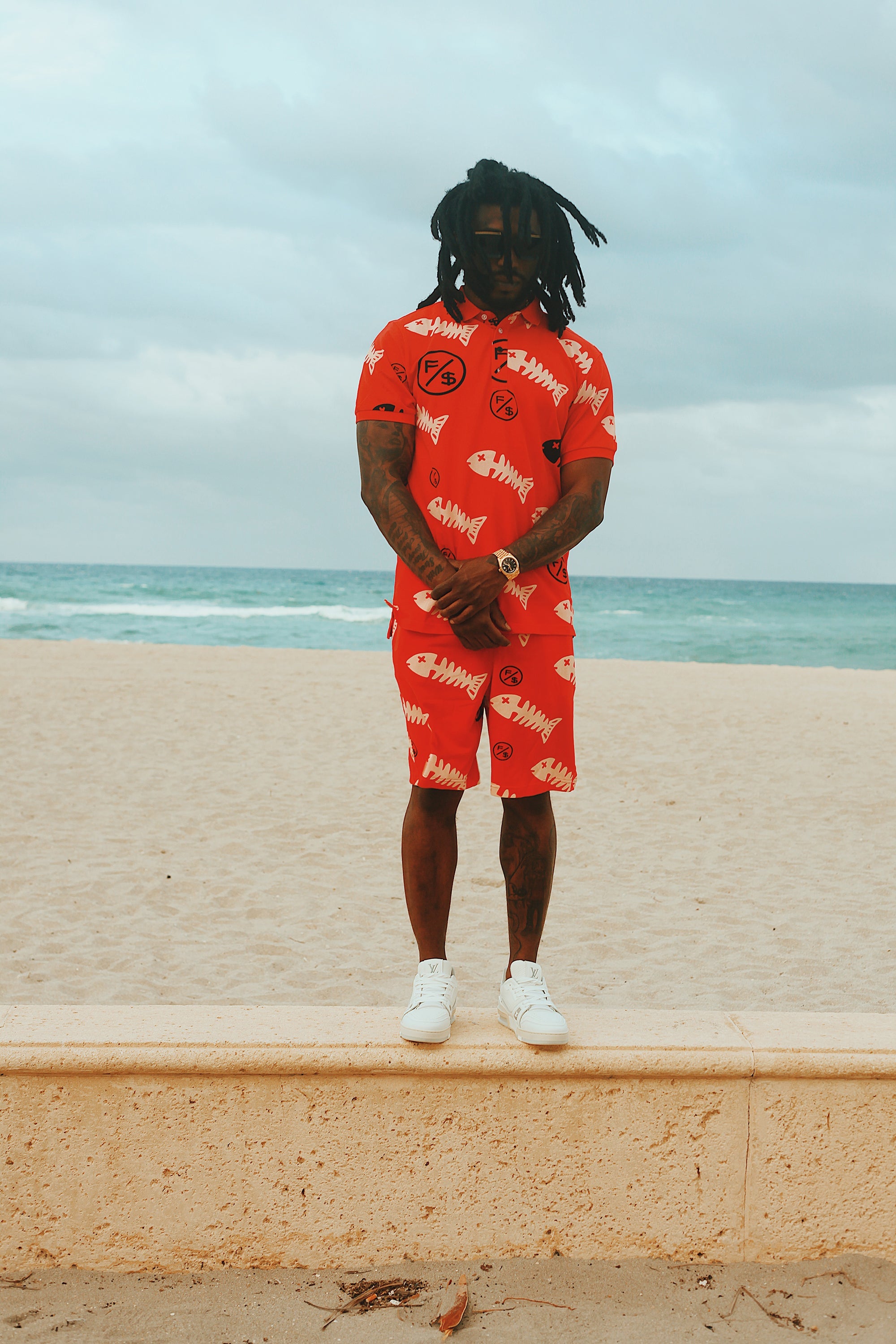 Fishscale Polo (Red) T Shirts