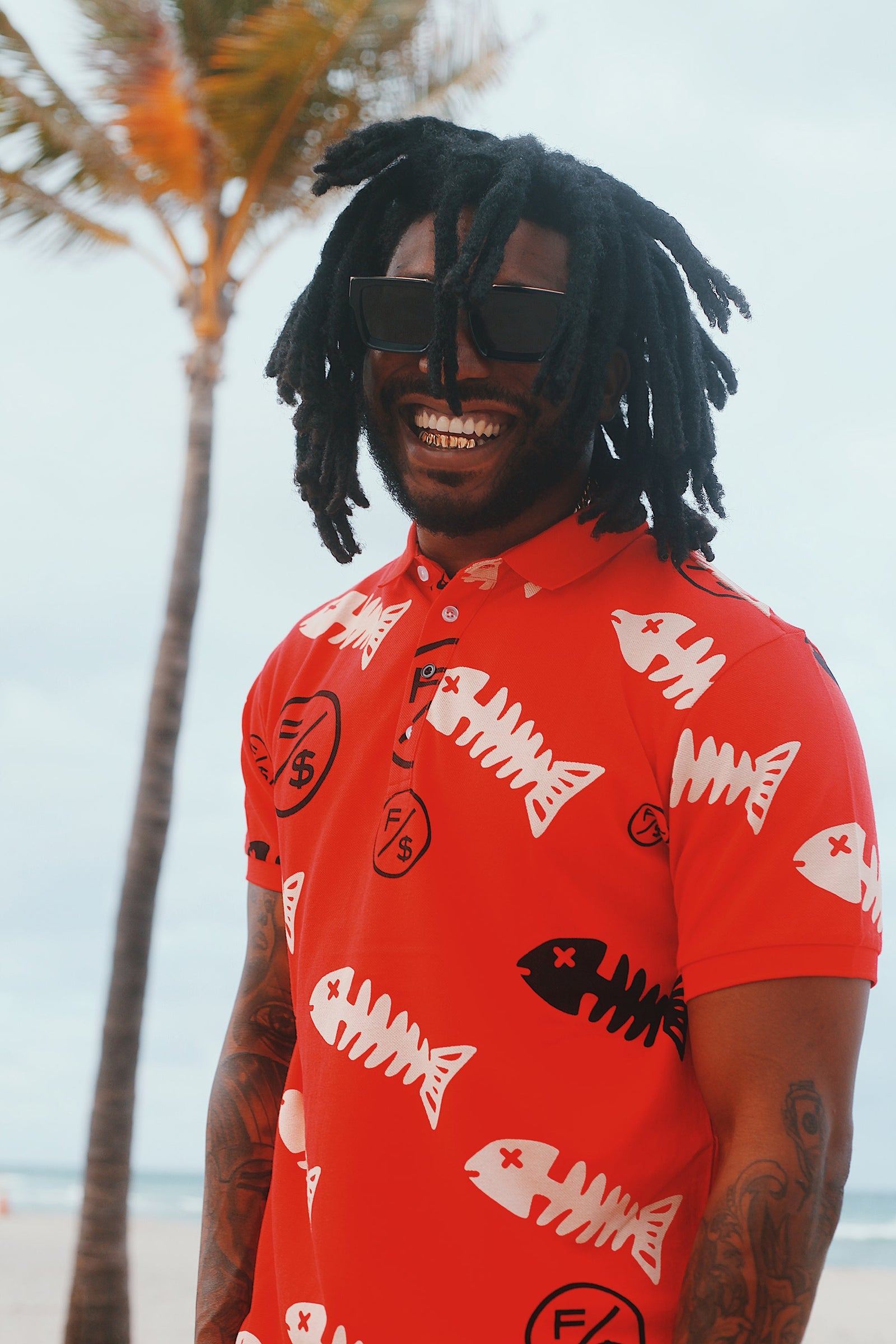Fishscale Polo (Red) T Shirts
