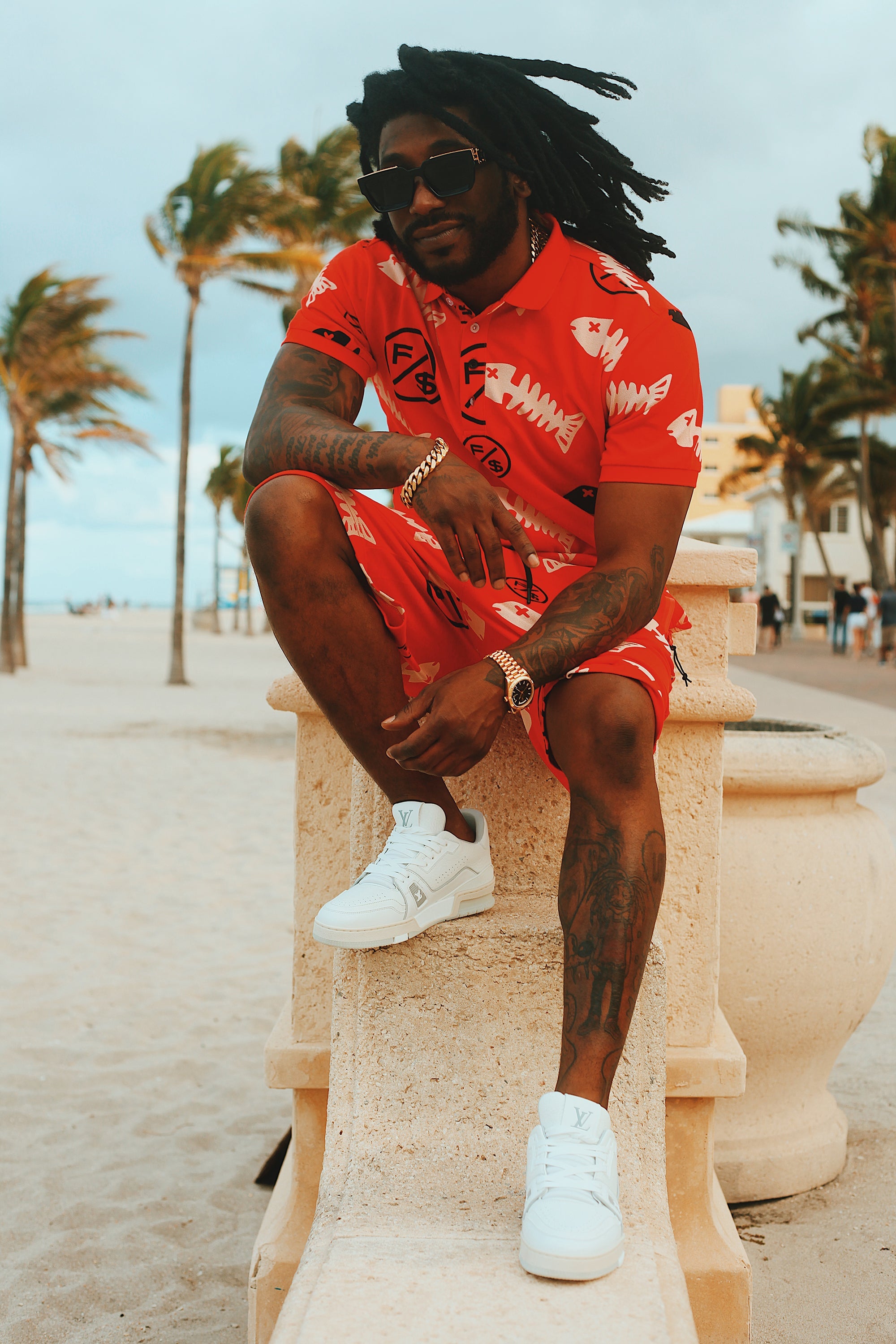 Fishscale Polo (Red) T Shirts