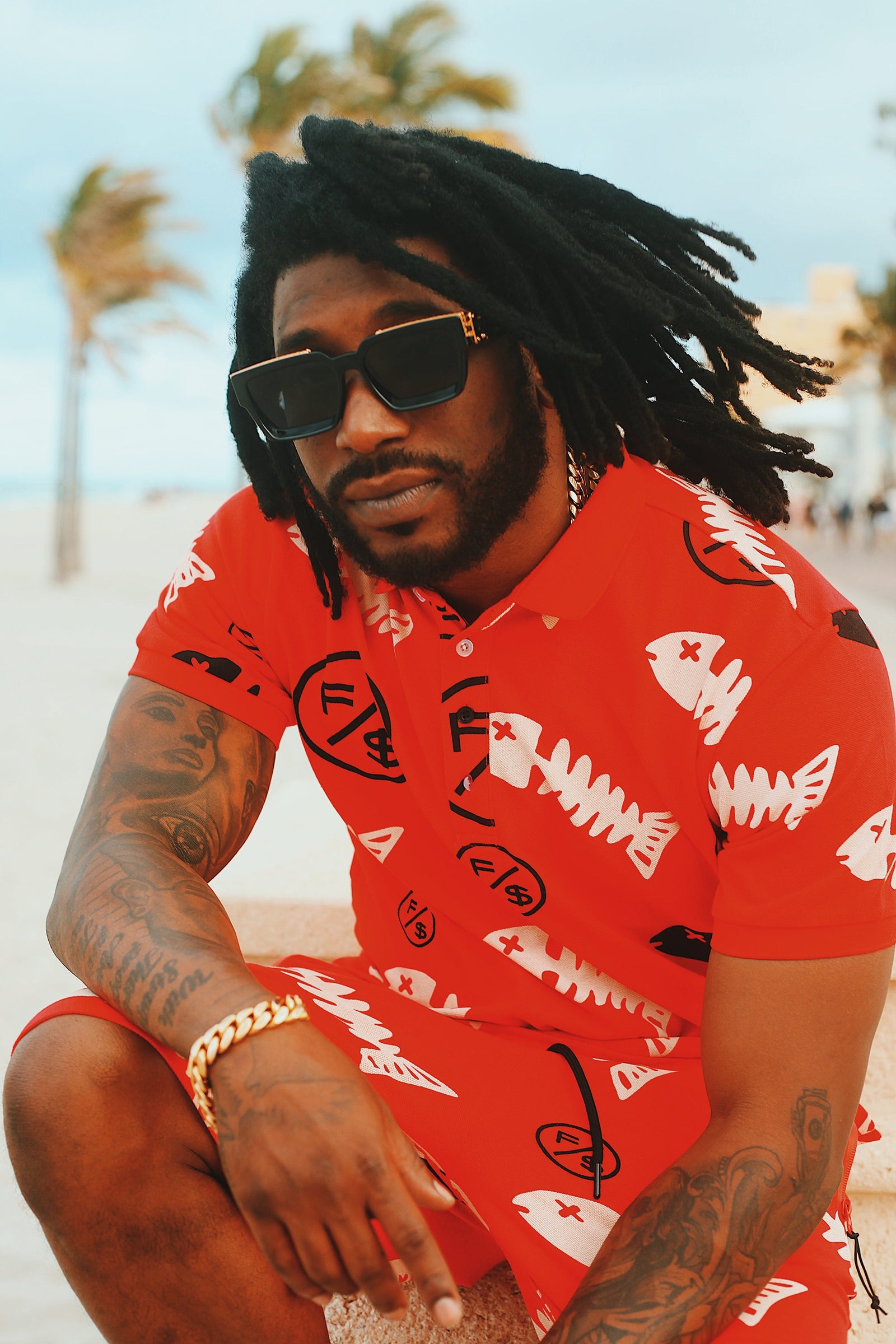 Fishscale Polo (Red) T Shirts