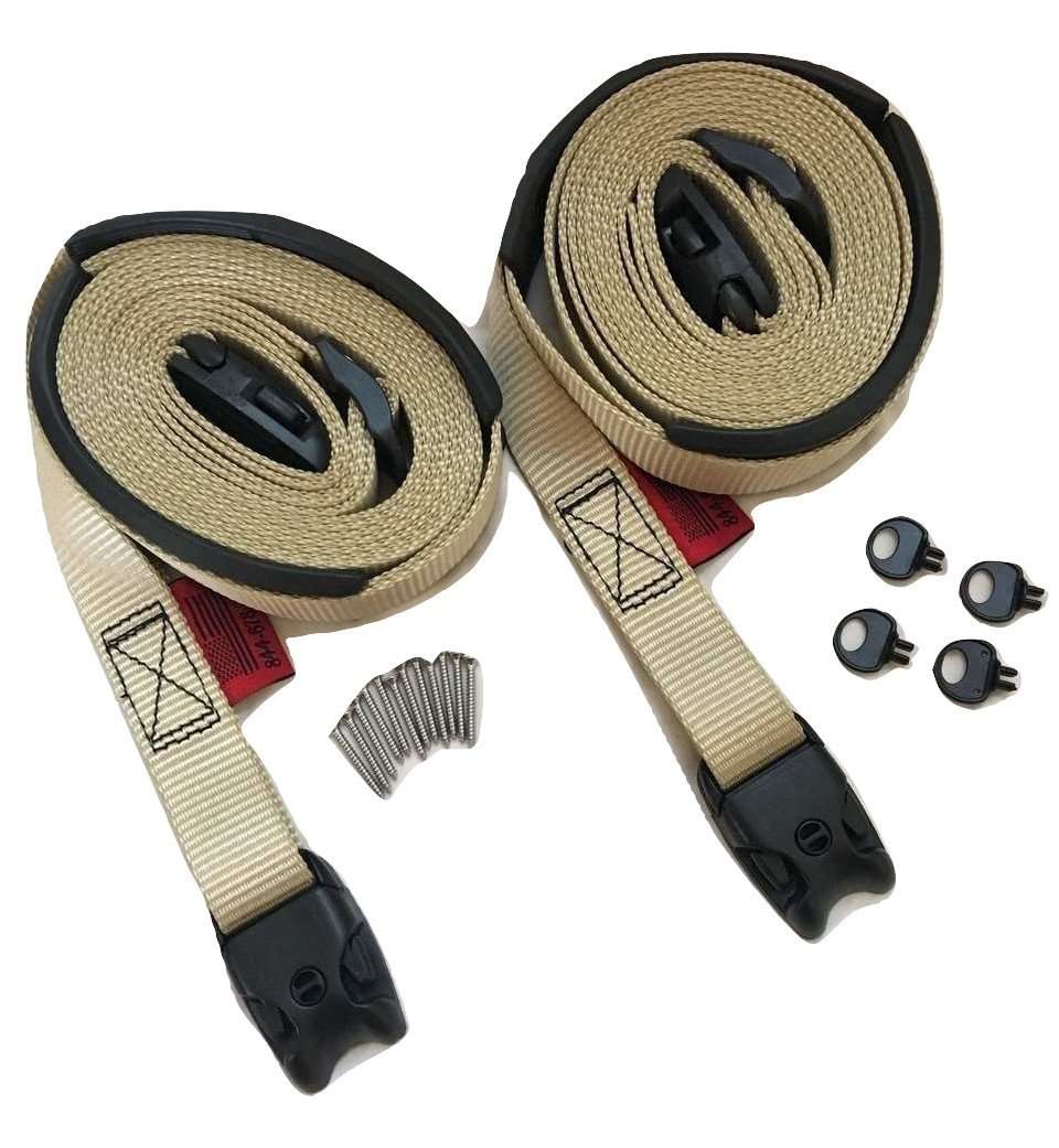 Kit de 2 correas cortavientos con hebilla ACW de 3 m para bañera de hidromasaje, seguro ACW Loc para spa, amarre para huracanes | TAN