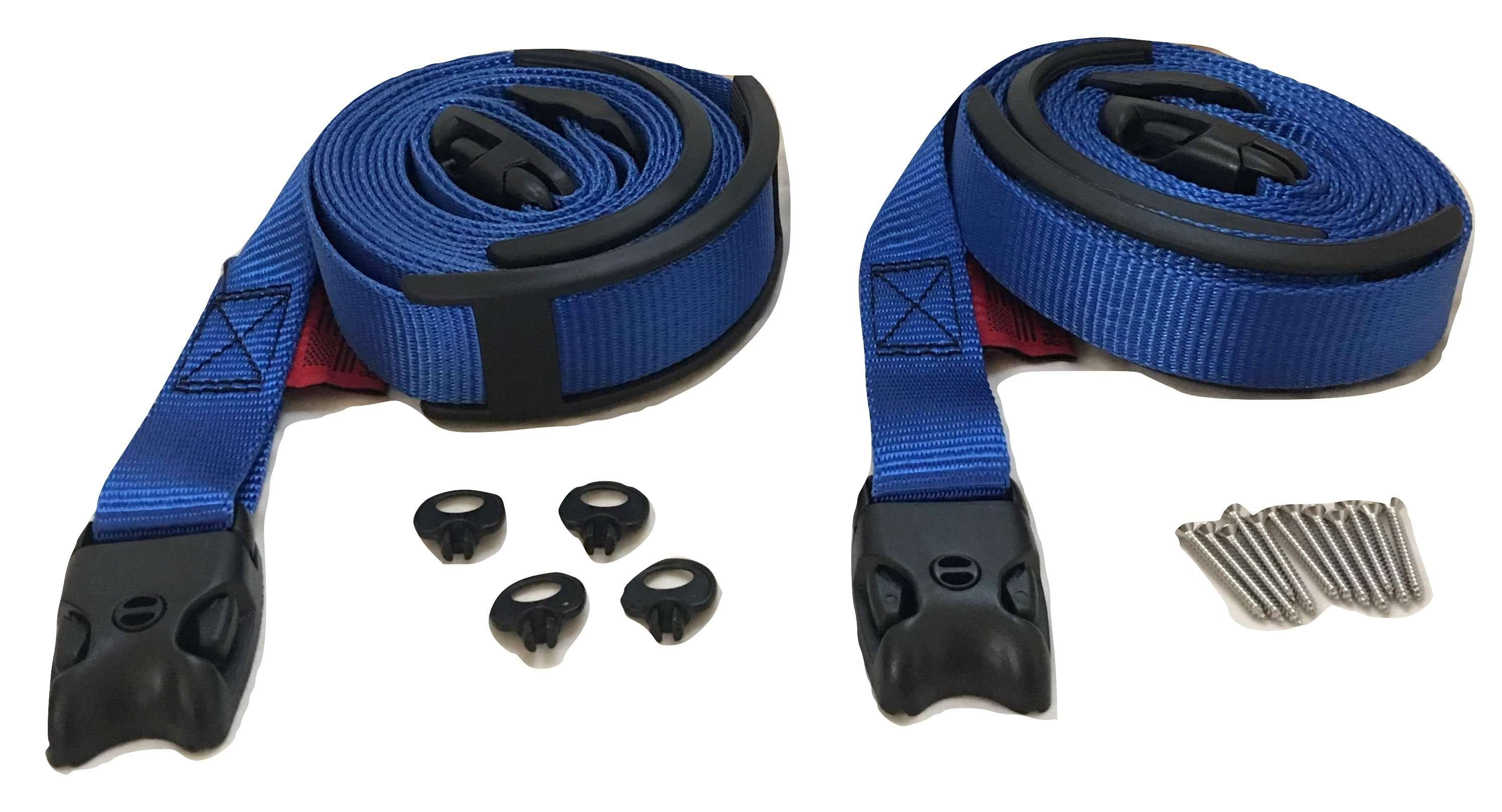 Kit de 2 correas cortavientos con hebilla ACW azul para bañera de hidromasaje, spa y huracanes | Opciones de tamaño