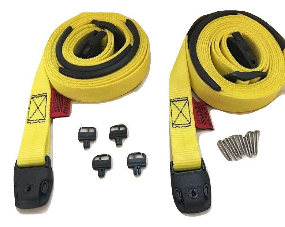 Kit completo de correas de viento para cubierta de spa con hebillas estándar amarillas | Opciones de tamaño