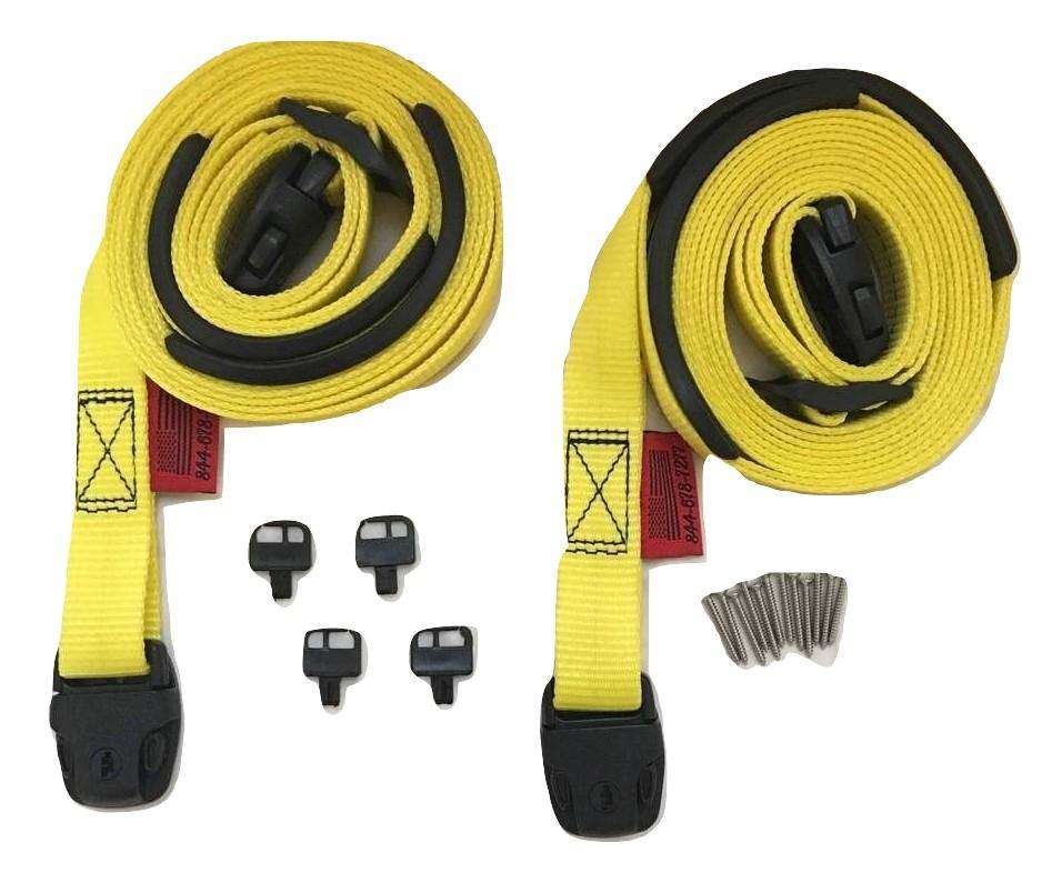 Kit completo de correas de viento para cubierta de spa con hebillas estándar amarillas | Opciones de tamaño