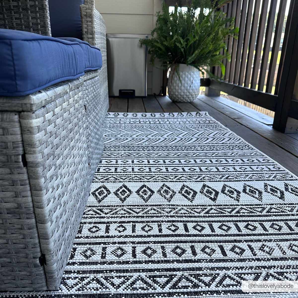 Alfombra para exteriores en blanco y negro de Imboden
