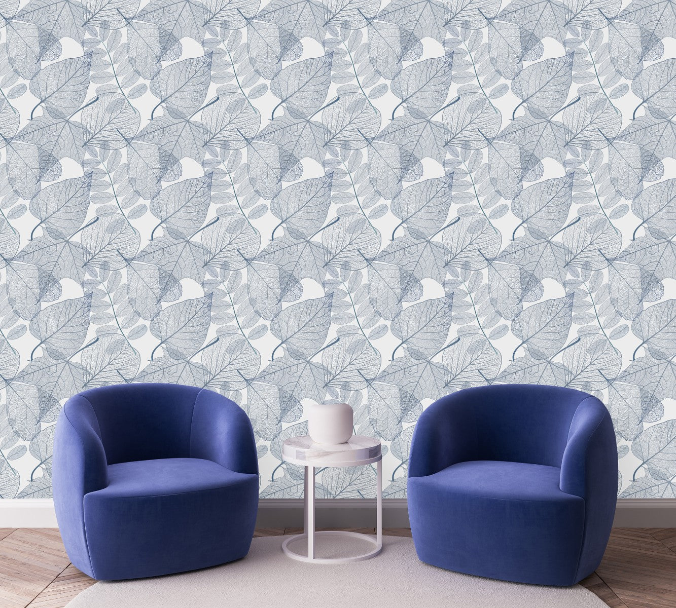 Fashionable Blue Leaves Wallpaper Fashionable Select