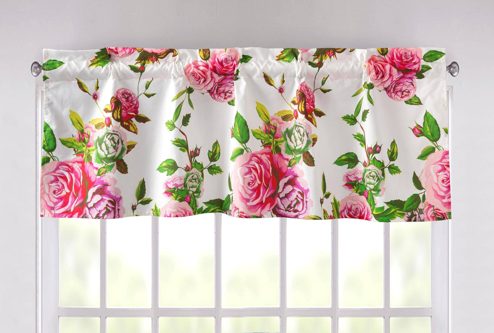 DaDa Bedding Romantic Roses Pink Floral Window Curtain Valance - 18