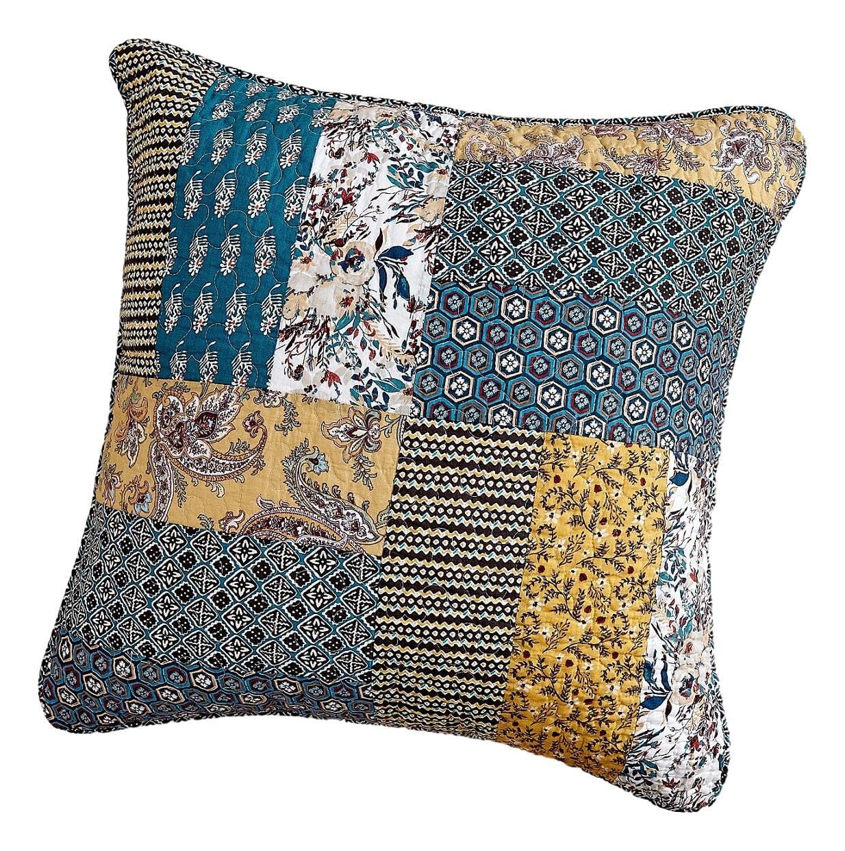 DaDalogy Bedding Set of 2 Honey Cove Floral Patchwork Throw Pillow Covers, 18