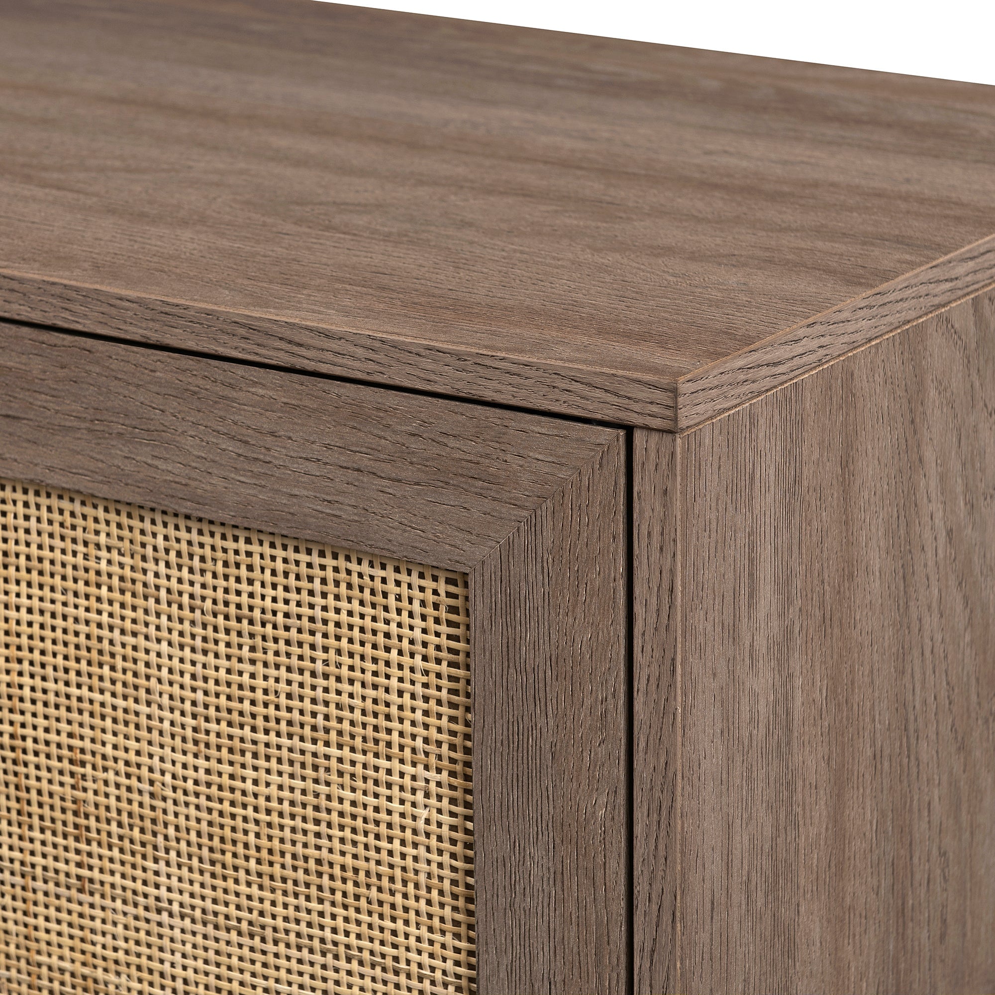 Mueble de TV de 58" con 2 puertas de madera y ratán