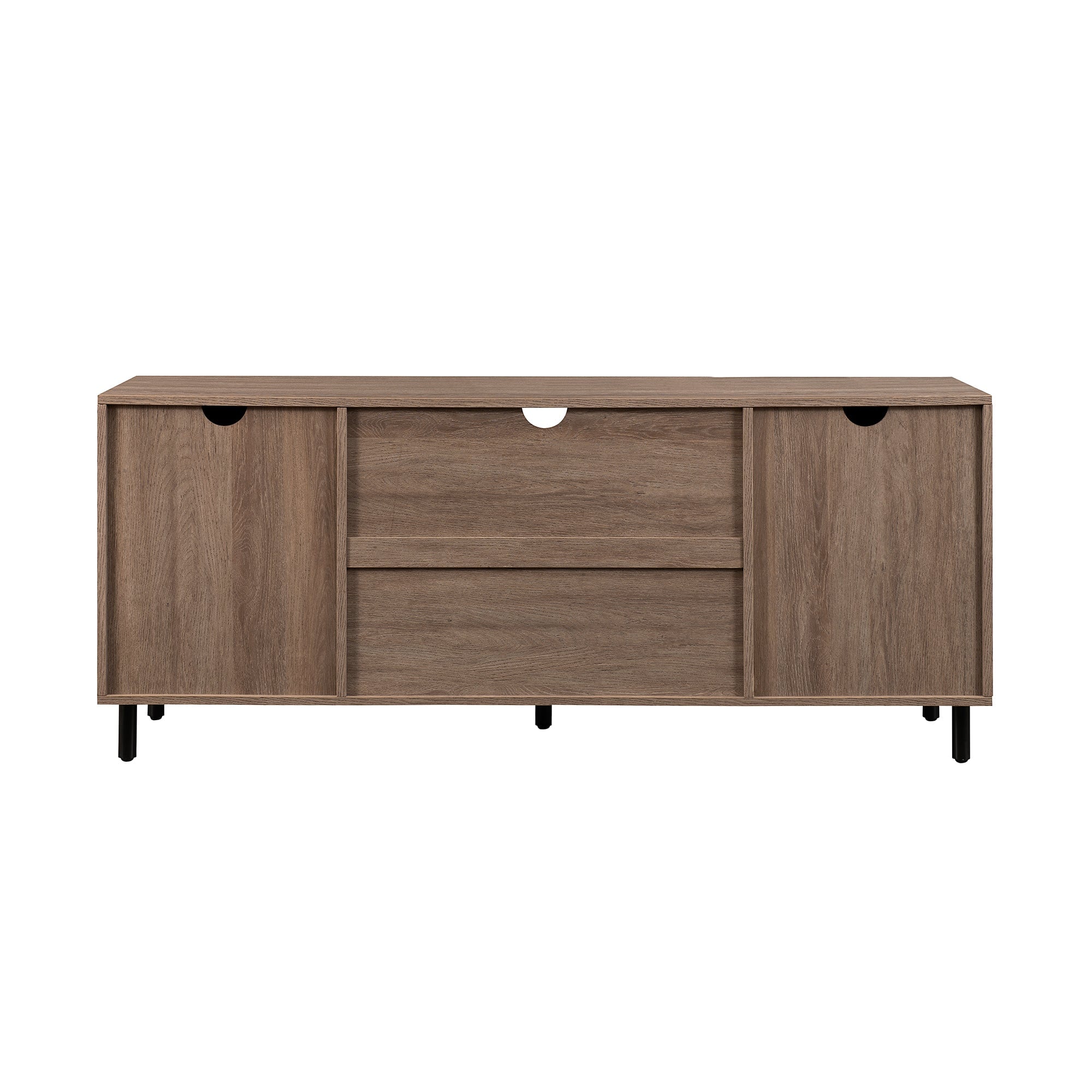 Mueble de TV de 58" con 2 puertas de madera y ratán