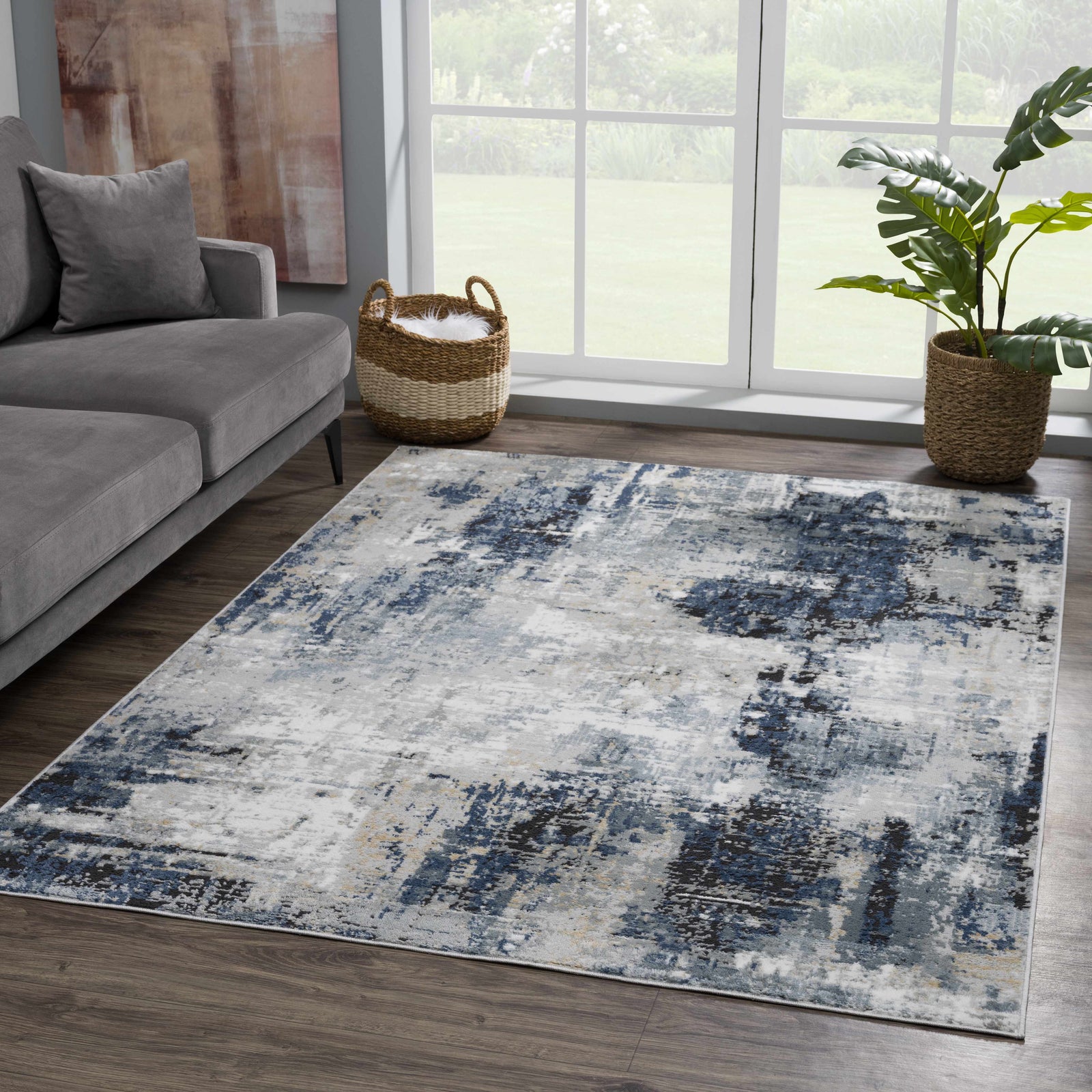 Alfombra abstracta azul Campsall - Promoción