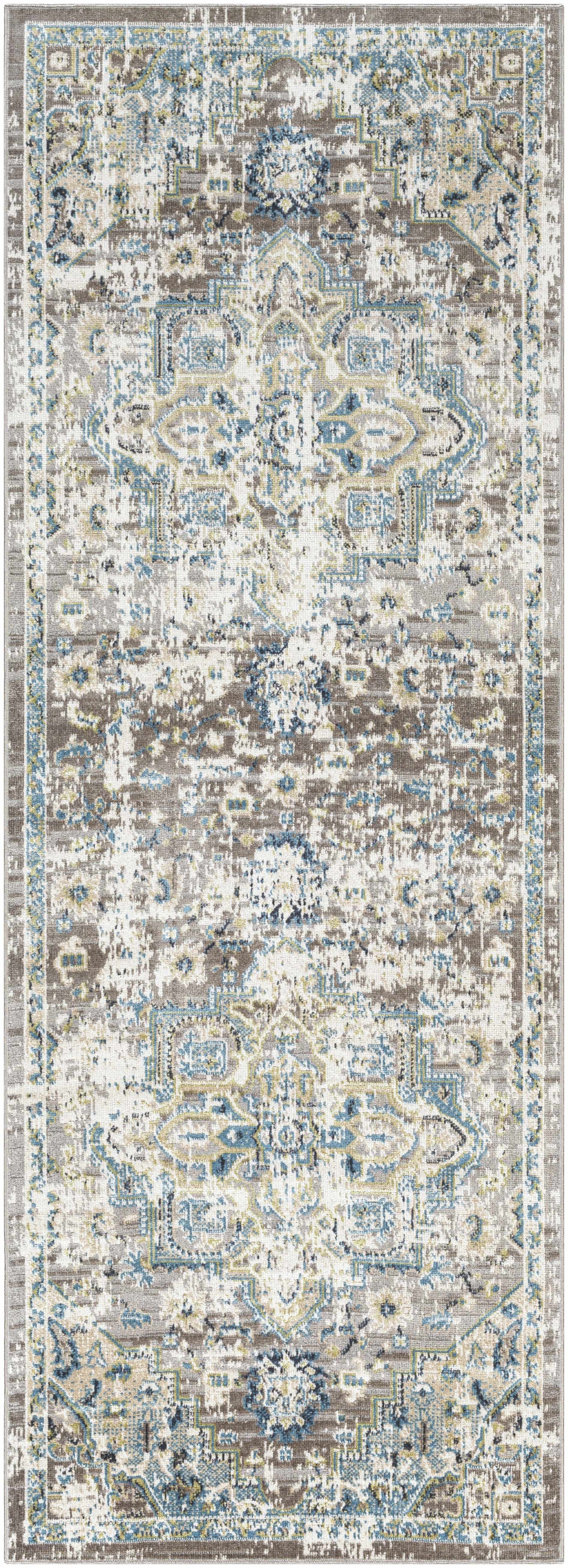 Alfombra lavable gris y azul Cabacungan