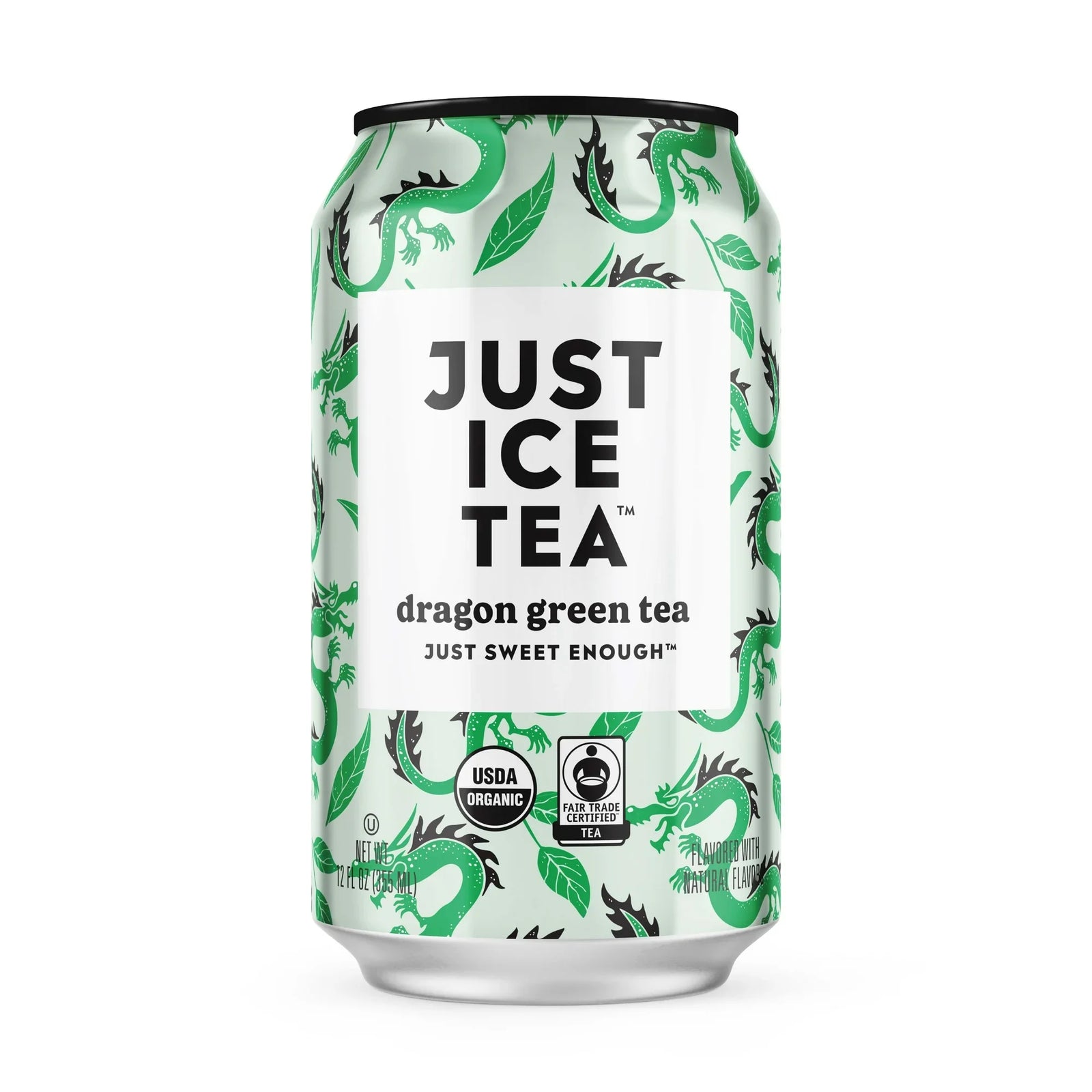 Just Ice Tea - Organic Dragon Green Tea, 12 fl oz (Pack of 12) - Fair Trade Kosher