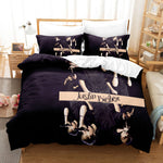 Juego de cama con funda de edredón y diseño de cosplay de Justin Bieber para decoración de habitación