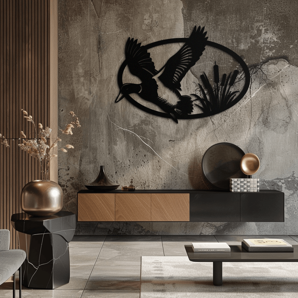 Flying Duck Metal Wall Art - Steel Wall Decor for Home and Cabin - KAF007