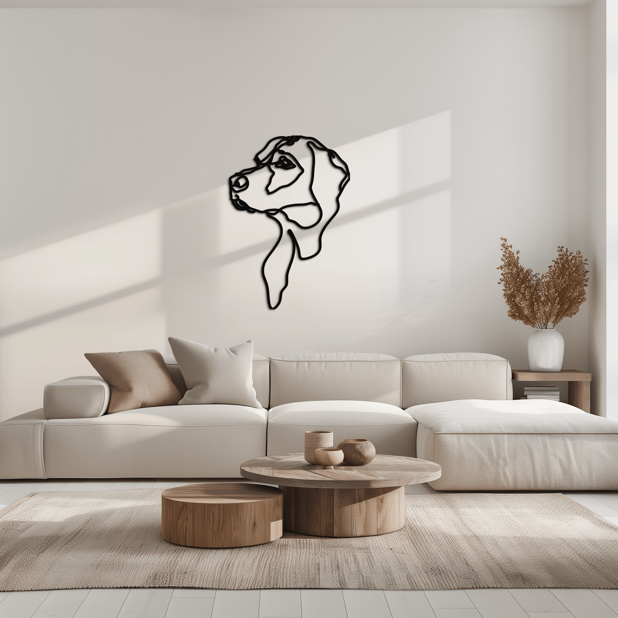 Minimalist Dog Line Art - Modern Metal Wall Decor - KAF027