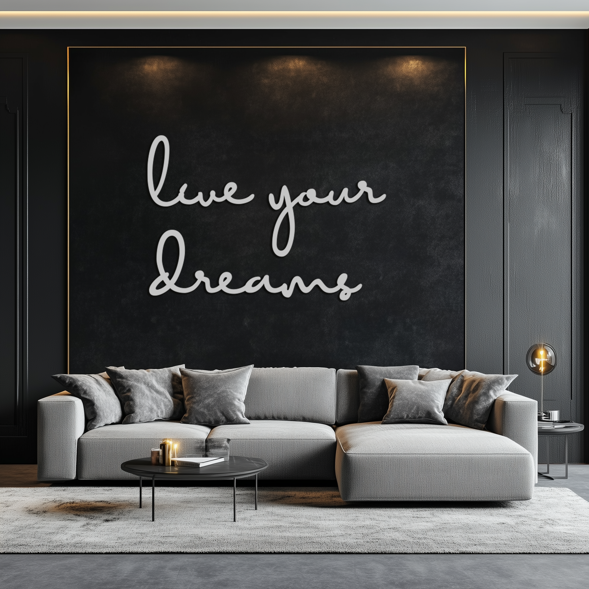 Live Your Dreams Metal Wall Art - Inspirational Script Wall Decor - KAF096