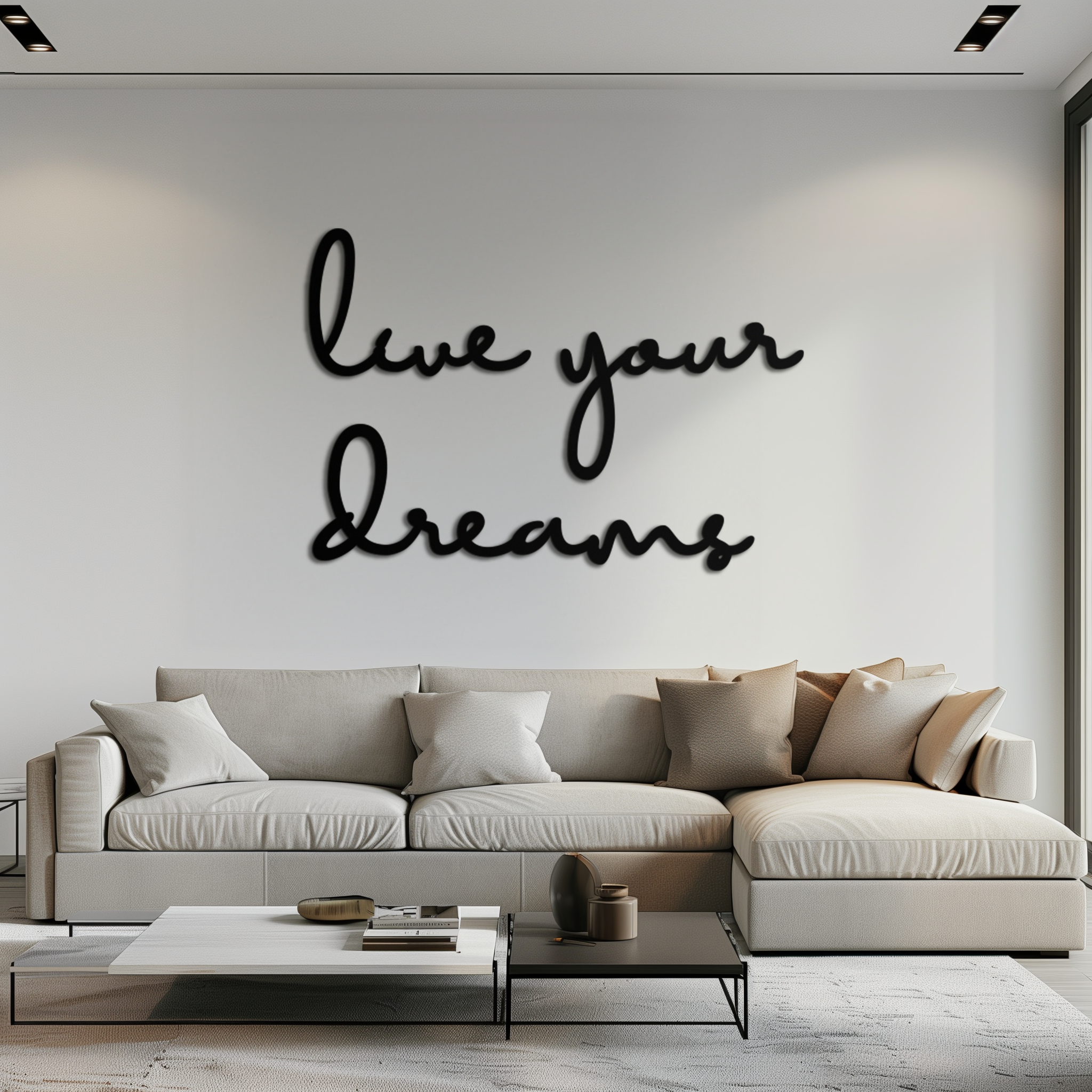 Live Your Dreams Metal Wall Art - Inspirational Script Wall Decor - KAF096