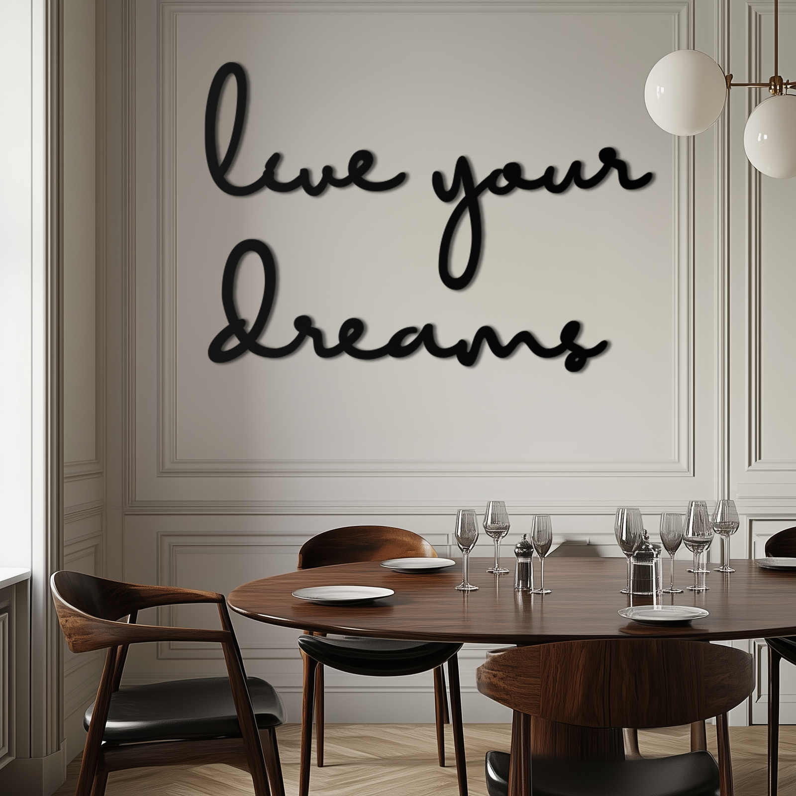 Live Your Dreams Metal Wall Art - Inspirational Script Wall Decor - KAF096