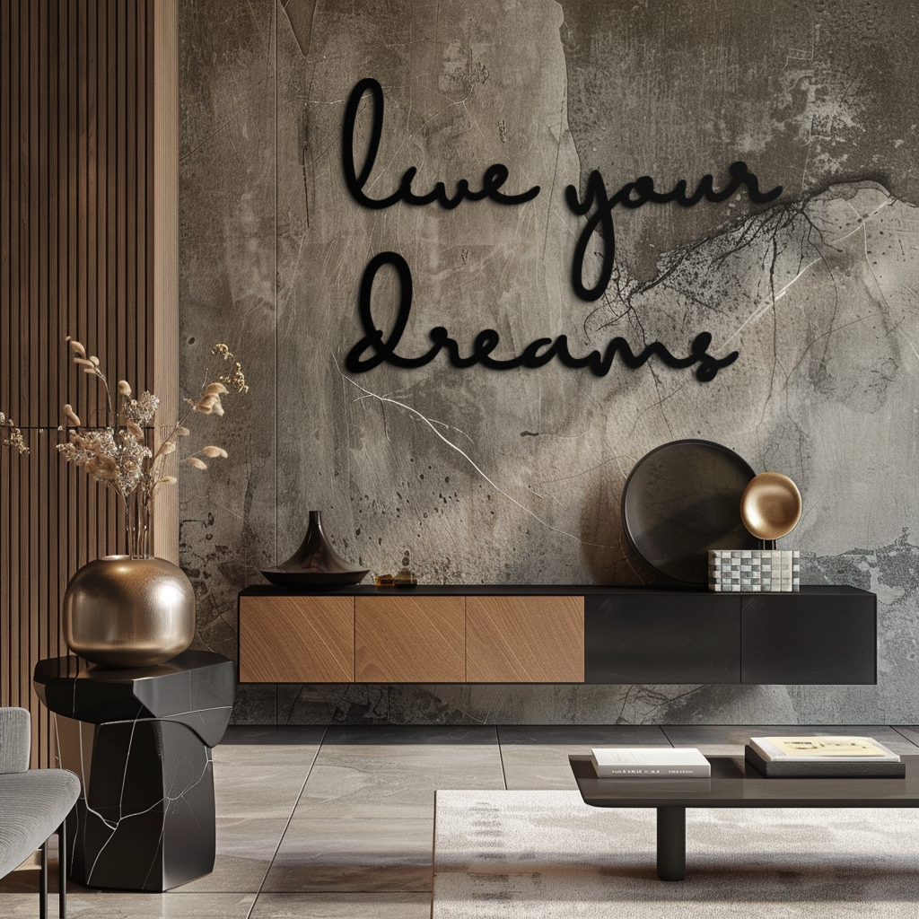 Live Your Dreams Metal Wall Art - Inspirational Script Wall Decor - KAF096