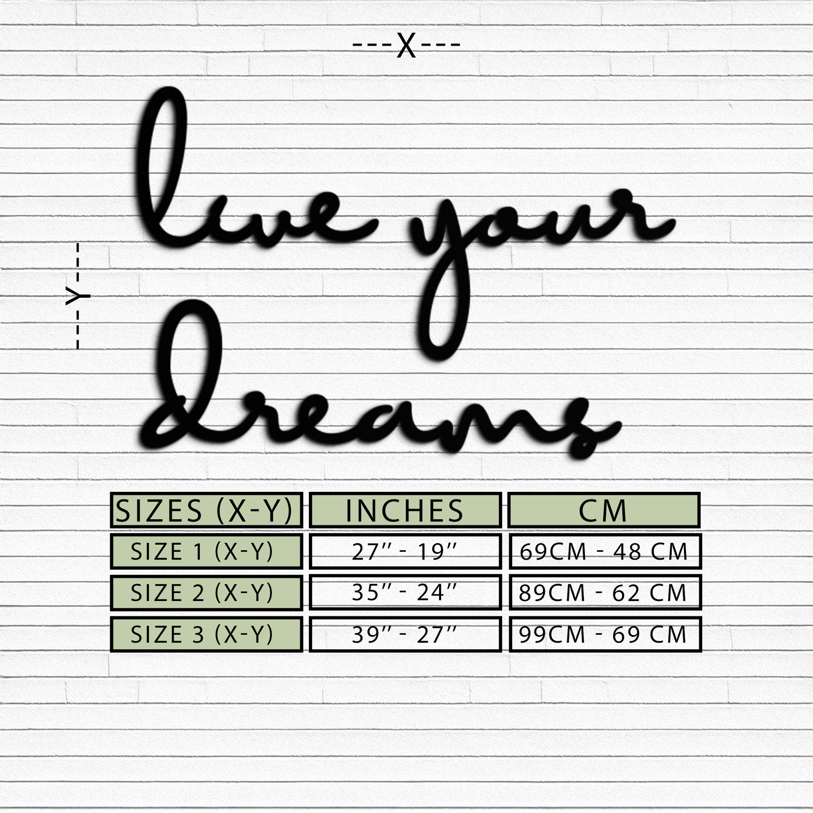 Live Your Dreams Metal Wall Art - Inspirational Script Wall Decor - KAF096