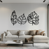Geometric Leaf Trio Metal Wall Art - Modern Botanical Steel Decor - KAF114