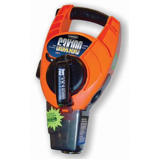 Keson G3X100 Giant Chalk Line With High Speed Rewind - 100' Of String With Chalk Catcher