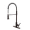 Grifo para fregadero de cocina de arco alto en bronce aceitado con rociador extraíble y placa de cubierta 