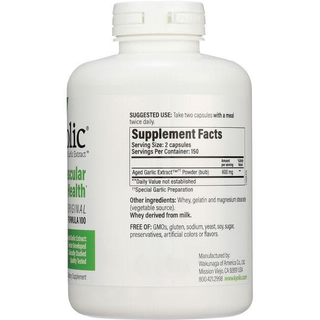 Kyolic - Apoyo para la salud cardiovascular: Extracto de ajo añejado, fórmula Hi-po 100 (100 cápsulas)