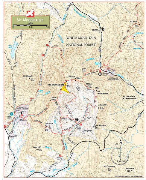 Kancamagus Highway & Mt. Moosilauke Hiking Trail Map