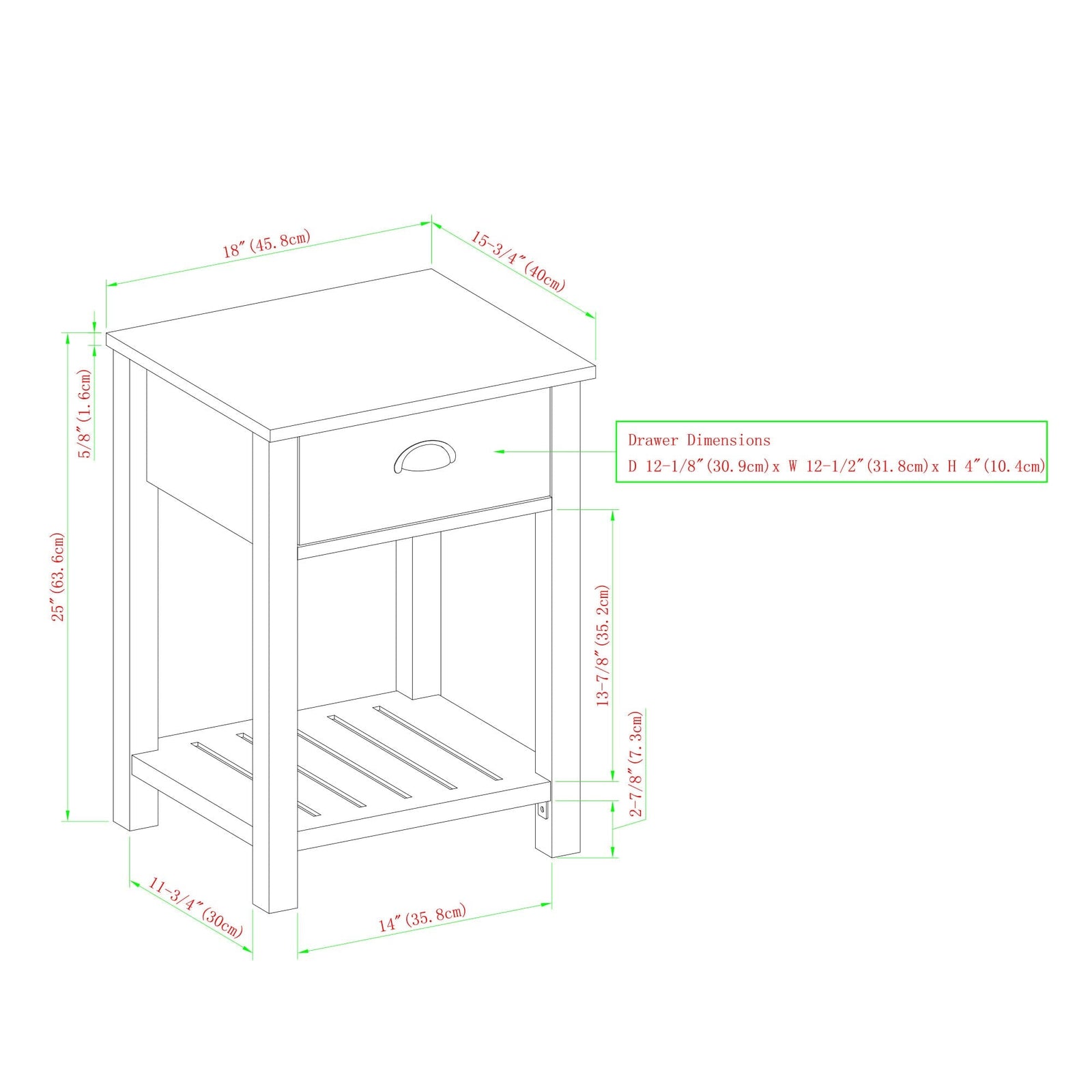 Mesita de noche / mesa auxiliar de estilo campestre