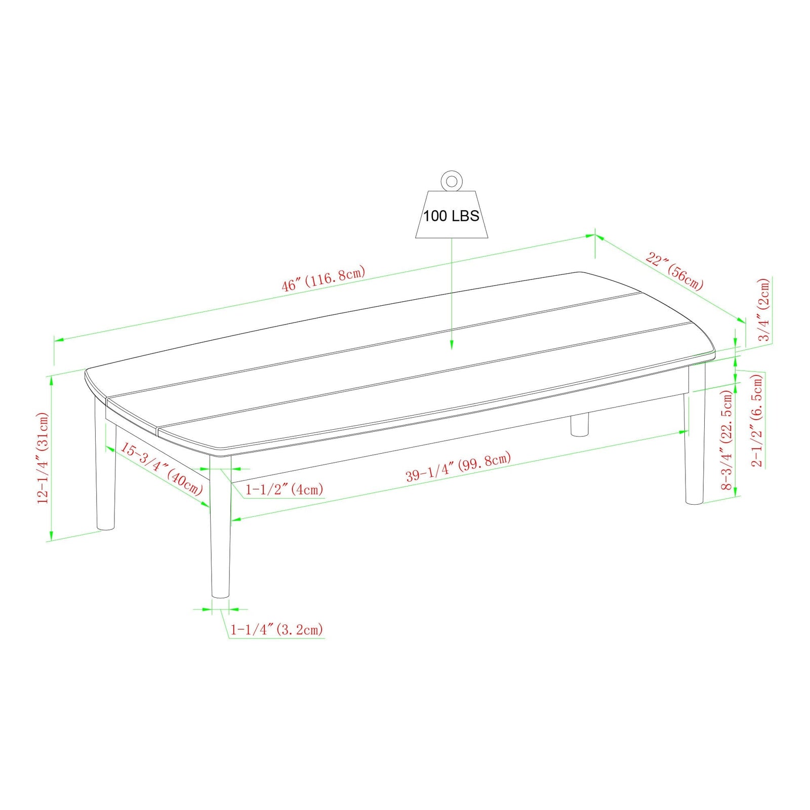 Mesa de centro moderna de madera maciza para patio Circa